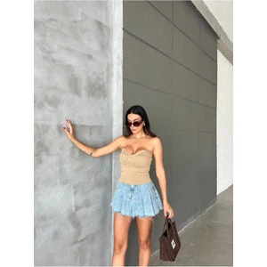 Ecenin Favorileri Straplez Kadın Crop Bluz