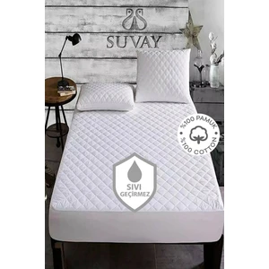 Kapitone Fitted Su Sıvı Geçirmez Alez Çarşaf 90 x 190 Tek Kişilik Kapitoneli Pamuklu Yatak Alezi