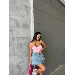 Ecenin Favorileri Straplez Kadın Crop Bluz