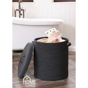 Home Turko Jüt Kapaklı Çamaşır Sepeti 40 X 35 CM Katlanabilir Kullanım İçin Şık Çözüm