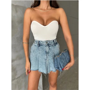 Ecenin Favorileri Straplez Kadın Crop Bluz