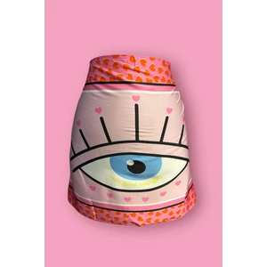 Özel Tasarım Pembe Göz Desen Iç Göstermeyen Pareo  45*145 cm