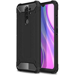 Techno Guru Redmi 9 Tam Koruma Sağlayan Çift Katmanlı Crash Premium Sert Silikon Kılıf