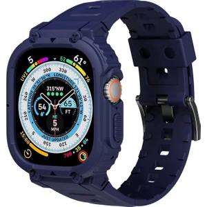 Apple Watch Uyumlu Ultra Ultra 2 Uyumlu 49MM Uyumlu Kordon Ultra Korumalı Armor Zırhlı Silikon Kordon