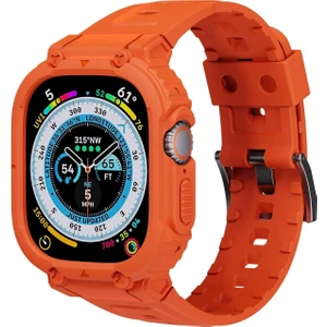 Apple Watch Uyumlu Ultra Ultra 2 Uyumlu 49MM Uyumlu Kordon Ultra Korumalı Armor Zırhlı Silikon Kordon