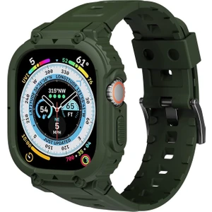 Apple Watch Uyumlu Ultra Ultra 2 Uyumlu 49MM Uyumlu Kordon Ultra Korumalı Armor Zırhlı Silikon Kordon