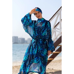 Remsa Mayo Remsa Tesettür Mayo Üzerine Tek Kaftan Kimono Pareo RP009 Tropikal
