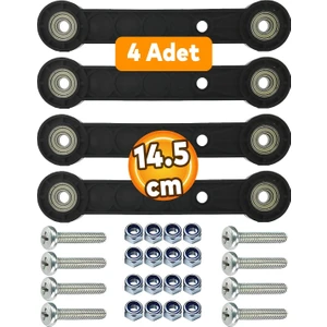 4 Adet Beşik Sallama Aparatı (Iki Delik Arası 14.5 Cm) Çocuk Bebek Beşiği Takımı Aparatı Seti Siyah