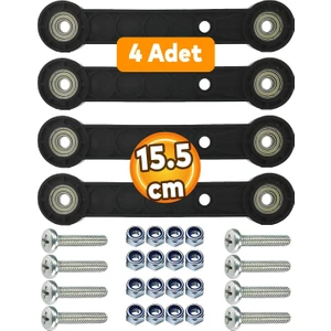 4 Adet Beşik Sallama Aparatı (Iki Delik Arası 15.5 Cm) Çocuk Bebek Beşiği Takımı Aparatı Seti Siyah