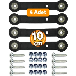 4 Adet Beşik Sallama Aparatı (Iki Delik Arası 10 Cm) Çocuk Bebek Beşiği Takımı Aparatı Seti Siyah