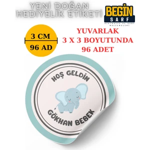 Begin Sarf 3 cm 4 cm 5cm 6 cm Yeni Doğan Bebek Hediyelik Etiketi Isim Tarih Yazılabilir Yuvarlak Etiket 008
