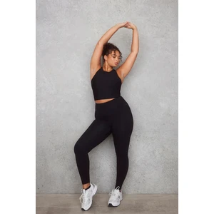 Kadın Büyük Beden Yüksek Bel Siyah Uzun Sporcu Tayt 1750