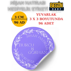 Begin Sarf 3 cm 4 cm 5 cm 6 cm Nişan Hatırası Etiketi Kendinden Yapışkanlı Kişiye Özel Yuvarlak 023