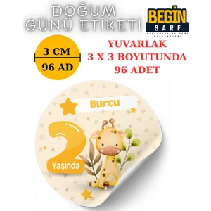 Begin Sarf 3 cm 4 cm 5 cm 6 cm Doğum Günü Hatırası Kişiye Özel Kendinden Yapışkanlı Etiket Yuvarlak 005