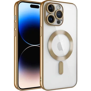 iPhone 14 Pro Max Kılıf Magsafe Özellikli Metal Lazer Silikon Kapak