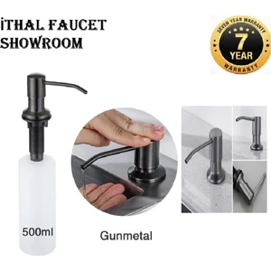 Ankastre Sıvı Sabunluk Antrasit Mutfak Eviye ve Banyo Lavabo Uyumlu Ithal 7 Yıl Garantili 500ML