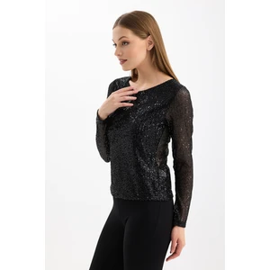 Içi Astarlı Pul Payet Abiye Bluz | BLZ35497