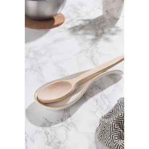 Şura Mutfak Seramik Yatay Kirli  Kaşık Altlığı Kaşıklık Beyaz Gold Yaldızlı