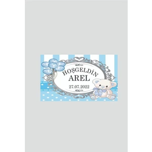 Butik Sosyetik Hoşgeldin Bebek Yapışkanlı Sticker Etiket (Erkek Için) 5x4 cm 56 Adet