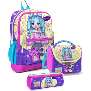Coral High Ilkokul Çantası Seti Mor Pembe Anime - Kız Çocuk