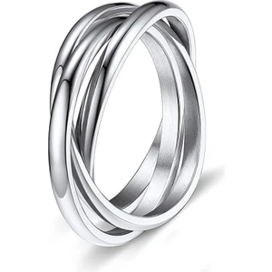 Çelik Gri 3lü Mix Sarmal Stres Kadın Yüzük EU84BY