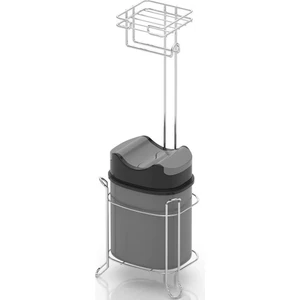 MG-098 Ayaklı Yedekli Wc Kağıtlık + Çöp Kovası Krom