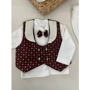 Pileki Baby 0 6 Aylık Yenidoğan % 100 Pamuk 6 Parça Yelekli Özel Gün Mevlüt Sünnet Takımı Sünnetlik Mevlütlük