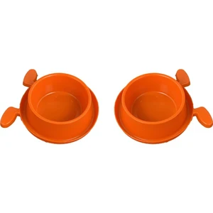 Miapet 2'li Plastik Köpek Kulaklı Mama ve Su Kabı Seti 400 ml Turuncu