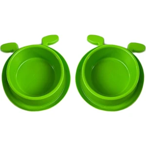 Miapet 2'li Plastik Köpek Kulaklı Mama ve Su Kabı Seti 400 ml Yeşil