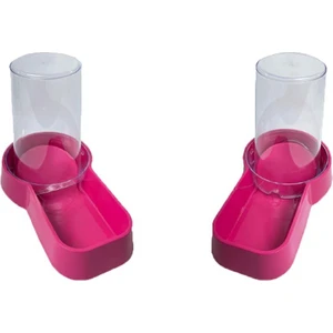 Miapet Hazneli Plastik Kedi-Köpek Mama ve Su Kabı 1,5 Lt Kare Fuşya 2 Adet