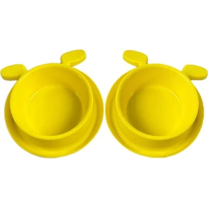 Miapet 2'li Plastik Köpek Kulaklı Mama ve Su Kabı Seti 400 ml Sarı