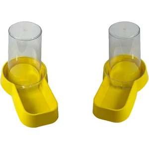 Hazneli Plastik Kedi-Köpek Mama ve Su Kabı 1,5 Lt Kare Sarı 2 Adet