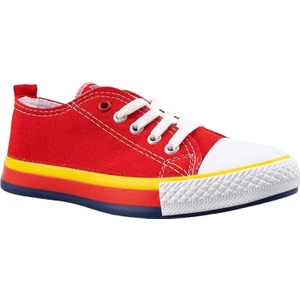 Erkek Kız Çocuk Keten Kısa Convers Modeli Bağcıklı Spor Ayakkabı Kırmızı