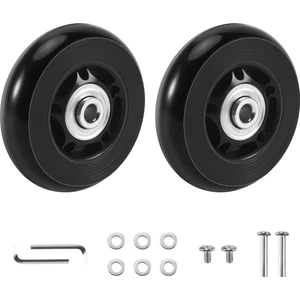2 Takım 64X18MM Bagaj Bavul / Sıralı Açık Paten Yedek Tekerlekler Siyah (Yurt Dışından)