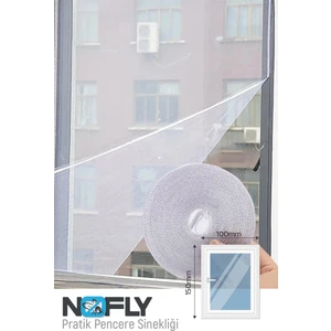 Nofly Pratik Pencere Sinekliği 100X150CM 5mt Bant Tak Çıkar Tül Kesilebilir Cırt Bantlı