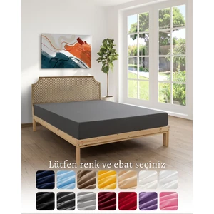 %100 Pamuklu Penye Tek Kişilik Lastikli Çarşaf 120 x 200 - Antrasit