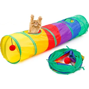 Justie Pet Gökkuşağı Katlanabilir Kedi Oyun Tüneli