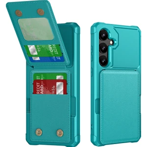 Seashell Digital ZM11 Samsung Galaxy S23 Fe Kılıf Kickstand Kartlık Deri+Tpu Telefon Kapağı-Yeşil (Yurt Dışından)