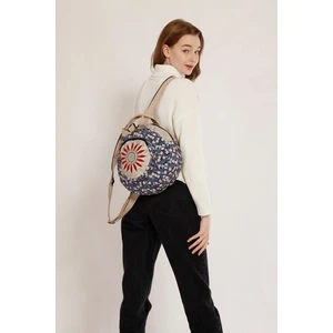 Street Bag Fargin Etnik Otantik Desenli Yuvarlak Sırt Çantası Nakışlı Bohemian Tarz Sırt Çantası