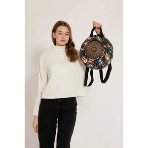 Street Bag Fargin Etnik Otantik Desenli Yuvarlak Sırt Çantası Nakışlı Bohemian Tarz Sırt Çantası