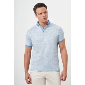 Erkek A. Mavi Trend Merserize Jakar Desen Düğmeli Yaka Dynamic Fit T-Shirt