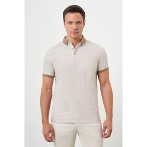 Erkek Açık Kahve Trend Compact Rotasyon Baskı Pike Polo Yaka T-Shirt
