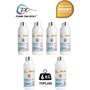 Power Time Epoxy 6 kg Hobby Epoxy Smart/ Ultra Şeffaf ve Parlak Epoksi Reçine Ince Döküm