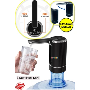 Zaman Ayarlı Katlanır Musluk 1200 Mah Bataryalı USB ile Şarj Olabilen Elektronik Damacana Su Pompası AK28YT0028