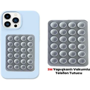 Silikon Vakumlu Telefon Tutucu, Cep Telefonu Için Silikon Yapışkanlı, Kaymaz Vantuz Telefon Tutucu Gri