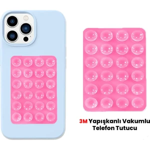Silikon Vakumlu Telefon Tutucu, Cep Telefonu Için Silikon Yapışkanlı, Kaymaz Vantuz Telefon Tutucu Pembe