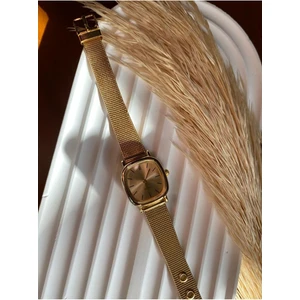 Bs Stıll Hasır Kordon Minimal Kadın Kol Saati Modern Gold Renk Vintage Quartz