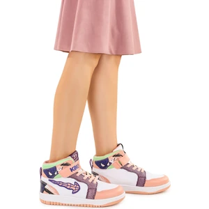 Kiko Kids Tesan Cırtlı Günlük Kız Çocuk Spor Ayakkabı Pudra - Beyaz - Su Yeşili