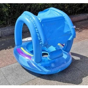 Mavi Yılmar Alışveriş Çocuk Bebek Yüzme Deniz Simidi Gölgelik Oturmalı Simit 1+ Yaş
