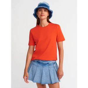 31069 Pamuklu Bisiklet Yaka  T-Shirt-Kırmızı